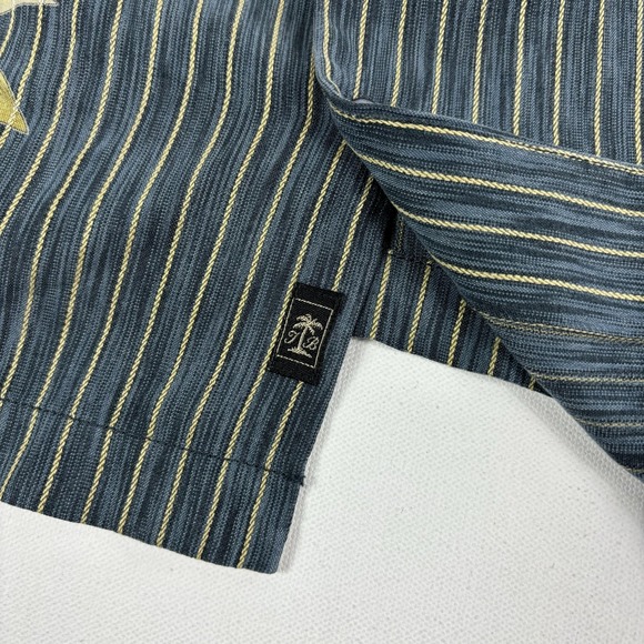 Tommy Bahama Shirt Mens L Blue Floral Stripe Hawaiian Short Sleeve Button Front - Picture 8 of 10